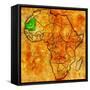 Mauritania on Actual Map of Africa-michal812-Framed Stretched Canvas