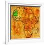 Mauritania on Actual Map of Africa-michal812-Framed Art Print