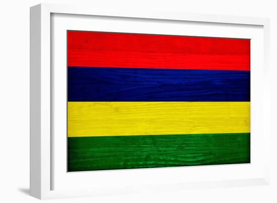 Mauritius Flag Design with Wood Patterning - Flags of the World Series-Philippe Hugonnard-Framed Art Print