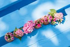 Easter decoration, platter, eggs, lace, bird's-eye view,-mauritius images-Photographic Print