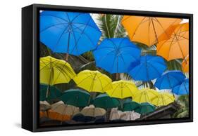 Mauritius, Port Louis, Caudan Waterfront Area with Umbrella Covering-Cindy Miller Hopkins-Framed Stretched Canvas