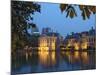 Mauritshuis and Government Buildings of Binnenhof at Night, Hofvijver, Den Haag-Gary Cook-Mounted Photographic Print