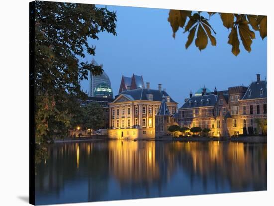 Mauritshuis and Government Buildings of Binnenhof at Night, Hofvijver, Den Haag-Gary Cook-Stretched Canvas