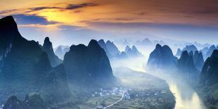 China, Guangxi Province, Longsheng, Long Ji rice terrace filled with water in the morning with Tian-Maurizio Rellini-Photographic Print