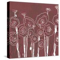 Mauve Rose background with White floral poppies-Bee Sturgis-Stretched Canvas