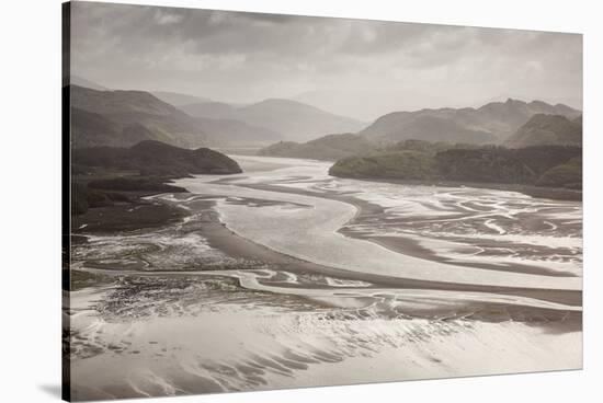 Mawddach Estuary at Low Tide, Barmouth, Snowdonia National Park, Gwynedd, Wales, May 2012-Peter Cairns-Stretched Canvas