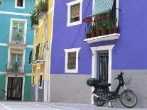 Old Motorcycle Outside a Purple Painted House in Villajoyosa, in Valencia, Spain, Europe-Mawson Mark-Photographic Print