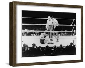 Max Baer Knocked Down During a Heavyweight Fight with Joe Louis, Sept. 24, 1935-null-Framed Photo