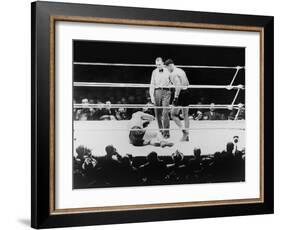 Max Baer Knocked Down During a Heavyweight Fight with Joe Louis, Sept. 24, 1935-null-Framed Photo