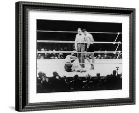 Max Baer Knocked Down During a Heavyweight Fight with Joe Louis, Sept. 24, 1935-null-Framed Photo