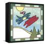 Max Cat Sledding 1-Denny Driver-Framed Stretched Canvas