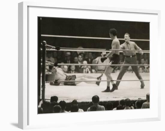 Max Schmeling on the Floor for a Count of Nine in His Match with Max Baer-null-Framed Photo