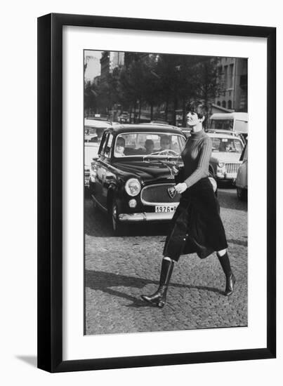 Maxi Skirt Worn by Model Linda Morand-Pierre Boulat-Framed Photographic Print