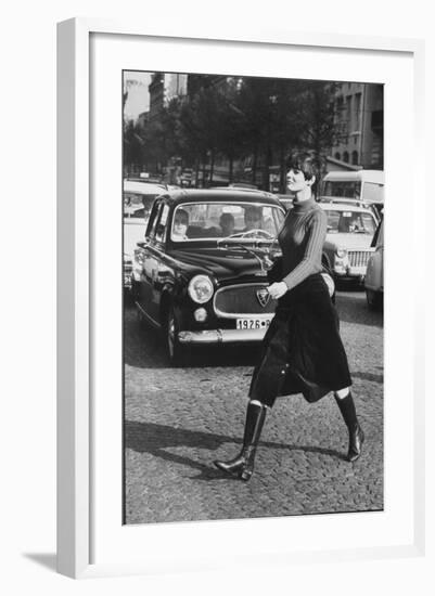 Maxi Skirt Worn by Model Linda Morand-Pierre Boulat-Framed Photographic Print