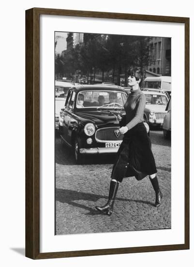 Maxi Skirt Worn by Model Linda Morand-Pierre Boulat-Framed Photographic Print