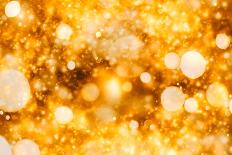 Festive Background with Natural Bokeh and Bright Golden Lights. Vintage Magic Background with Color-Maximusnd-Framed Stretched Canvas