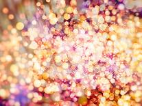 Festive Background with Natural Bokeh and Bright Golden Lights. Vintage Magic Background with Color-Maximusnd-Framed Stretched Canvas