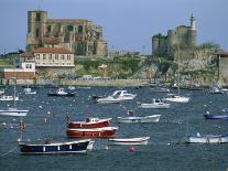 Moored Boats and the 12th Century Church of Santa Maria, Castro Urdiales, Cantabria, Spain-Maxwell Duncan-Photographic Print