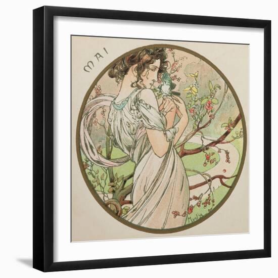 May, 1899 (Detail)-Alphonse Mucha-Framed Giclee Print