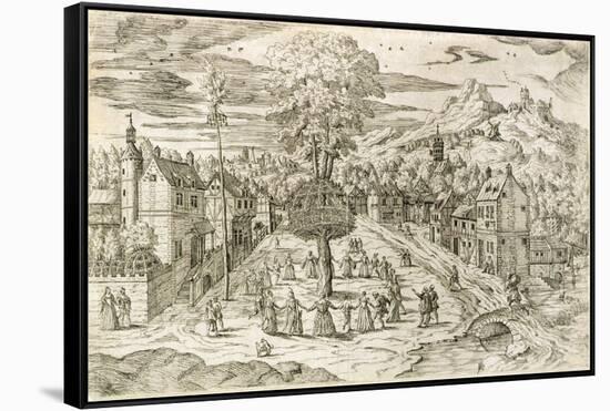 May Day Ceremony (Etching)-Flemish School-Framed Stretched Canvas