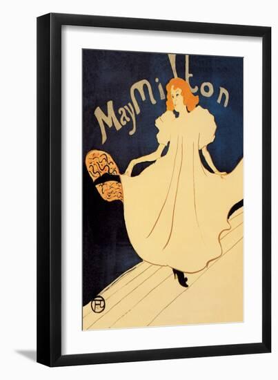 May Milton on Stage-Henri de Toulouse-Lautrec-Framed Art Print