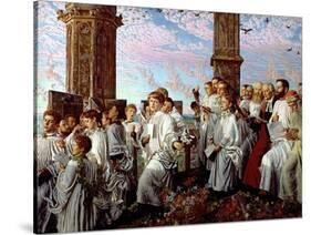 May Morning on Magdalen Tower-William Holman Hunt-Stretched Canvas