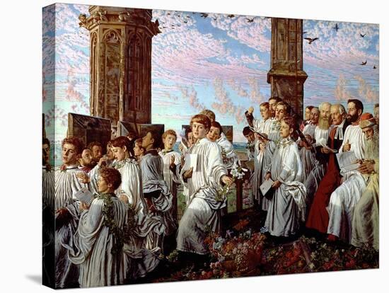 May Morning on Magdalen Tower-William Holman Hunt-Stretched Canvas