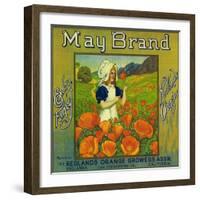 May Orange Label - Redlands, CA-Lantern Press-Framed Art Print