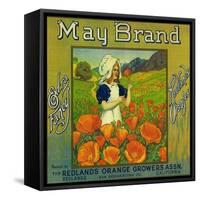 May Orange Label - Redlands, CA-Lantern Press-Framed Stretched Canvas