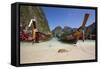 Maya Bay with Long-Tail Boats, Phi Phi Lay Island, Krabi Province, Thailand, Southeast Asia, Asia-Stuart Black-Framed Stretched Canvas