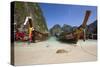 Maya Bay with Long-Tail Boats, Phi Phi Lay Island, Krabi Province, Thailand, Southeast Asia, Asia-Stuart Black-Stretched Canvas