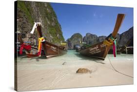 Maya Bay with Long-Tail Boats, Phi Phi Lay Island, Krabi Province, Thailand, Southeast Asia, Asia-Stuart Black-Stretched Canvas