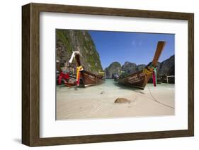 Maya Bay with Long-Tail Boats, Phi Phi Lay Island, Krabi Province, Thailand, Southeast Asia, Asia-Stuart Black-Framed Photographic Print