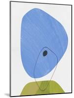 Maya Blue and Olive Abstract Shapes-Eline Isaksen-Mounted Art Print