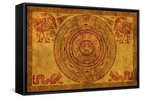 Maya Calendar On Ancient Parchment-frenta-Framed Stretched Canvas