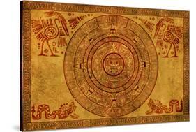 Maya Calendar On Ancient Parchment-frenta-Stretched Canvas