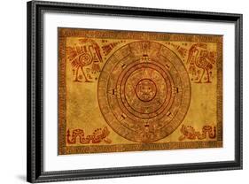 Maya Calendar On Ancient Parchment-frenta-Framed Art Print