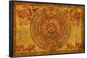 Maya Calendar On Ancient Parchment-frenta-Framed Art Print