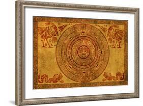 Maya Calendar On Ancient Parchment-frenta-Framed Art Print