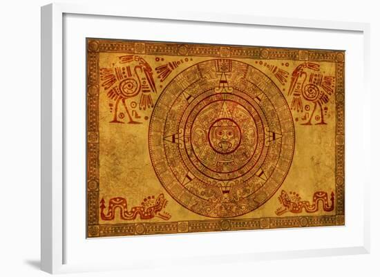 Maya Calendar On Ancient Parchment-frenta-Framed Art Print