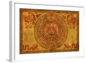 Maya Calendar On Ancient Parchment-frenta-Framed Art Print