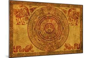 Maya Calendar On Ancient Parchment-frenta-Mounted Art Print