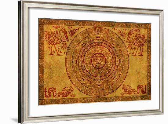 Maya Calendar On Ancient Parchment-frenta-Framed Art Print