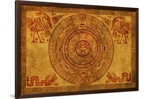 Maya Calendar On Ancient Parchment-frenta-Framed Art Print