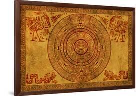 Maya Calendar On Ancient Parchment-frenta-Framed Art Print