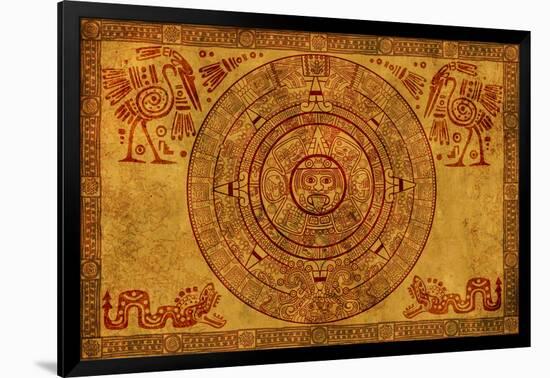 Maya Calendar On Ancient Parchment-frenta-Framed Art Print