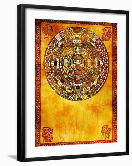 Maya Calendar On Ancient Wall-frenta-Framed Art Print
