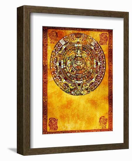 Maya Calendar On Ancient Wall-frenta-Framed Art Print