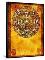 Maya Calendar On Ancient Wall-frenta-Framed Stretched Canvas