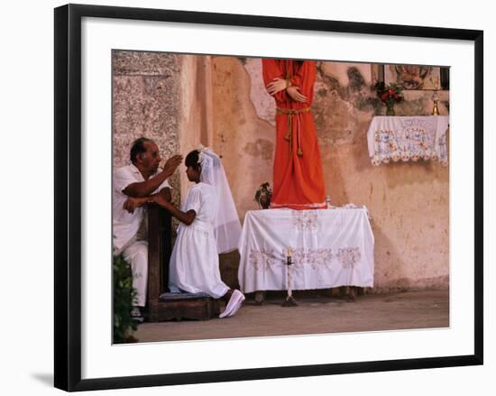 Maya Girls Receive First Communion, Telchaquillo, Mexico-Kenneth Garrett-Framed Photographic Print